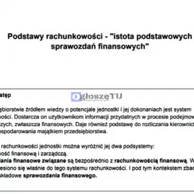 Podstawy rachunkowości - istota sprawozdań finans