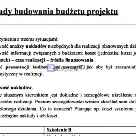 Zasady budowania budżetu projektu