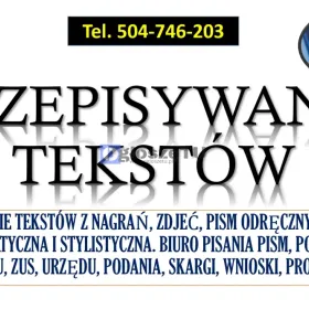 Przepisywanie tekstów, cennik usługi